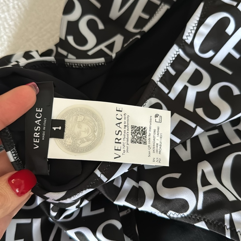Versace Logo One-Piece Swimsuit, Size 1 fit 2 US, $575 - Picture 13 of 14